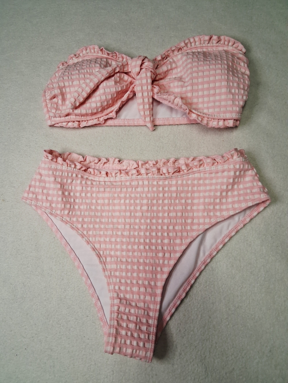 Pink Ruffle Bandeau Bikini Set